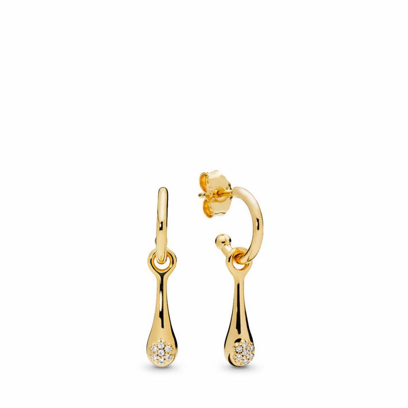 Pandora Shine™ Modern Lovepods™ Earrings Ireland - 18ct Gold Plated/Cubic Zirconia - 647025MXW